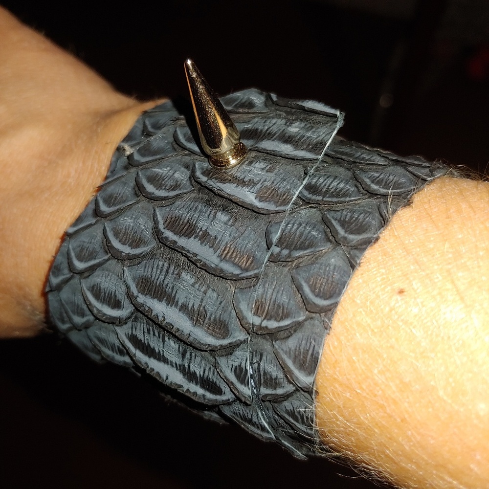 Shalla Wista black python bracelet with dagger